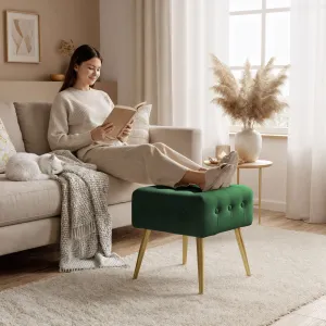 Ak furniture Taburet Quadra lahvově zelený
