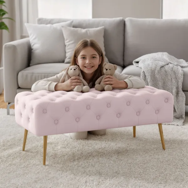Ak furniture Taburet Monaco pudrově růžový