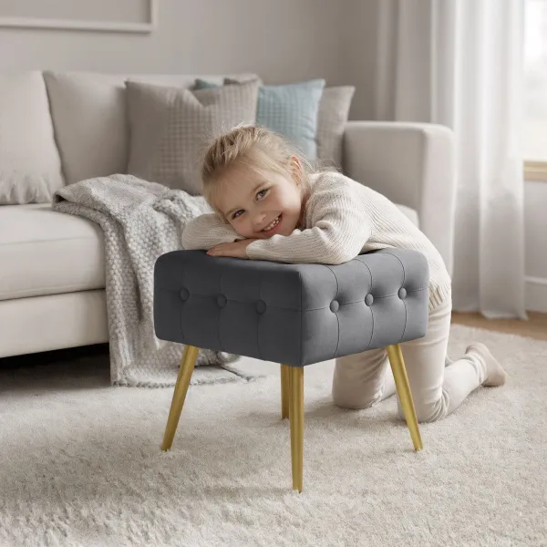 Ak furniture Taburet Quadra grafitový