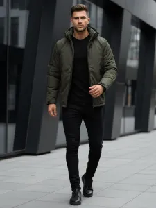 Trendy zimná bunda s kapucňou zelená