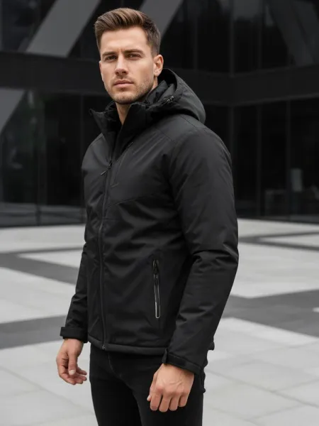 Trendy zimná bunda s kapucňou čierna