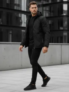 Trendy zimná bunda s kapucňou čierna