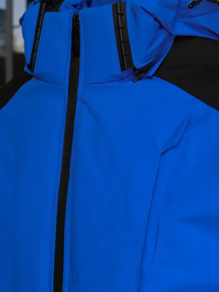 Športová zimná bunda s kapucňou modrá, čierna