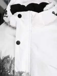 Športová zimná bunda s kapucňou biela, čierna
