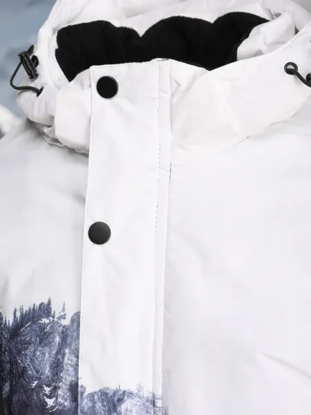 Športová zimná bunda s kapucňou biela, modrá