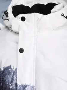 Športová zimná bunda s kapucňou biela, modrá