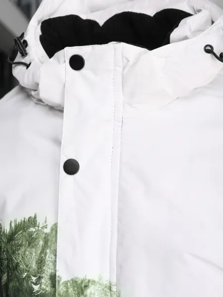 Športová zimná bunda s kapucňou biela, zelená