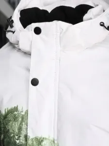 Športová zimná bunda s kapucňou biela, zelená