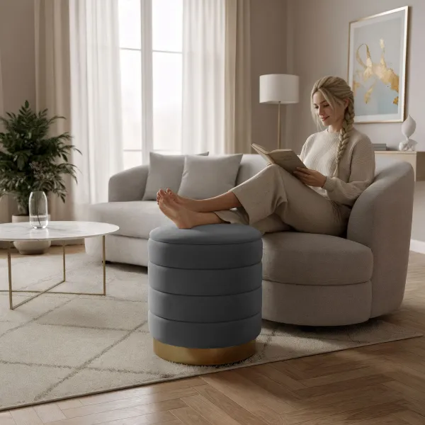 Ak furniture Taburet Luna grafitový