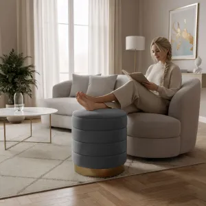 Ak furniture Taburet Luna grafitový