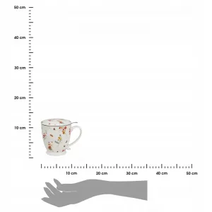 Duo Porcelánový hrnček Grace 510 ml so sitkom biely/viacfarebný
