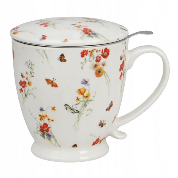 Duo Porcelánový hrnček Grace 510 ml so sitkom biely/viacfarebný