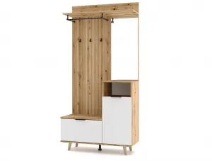 Vivaldi Predsieňová stena Nordic 100 cm dub Evoke/biela