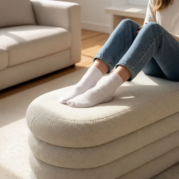 Ak furniture Taburet Puffo I bílý
