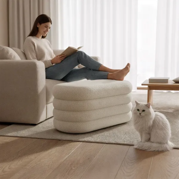 Ak furniture Taburet Puffo I bílý