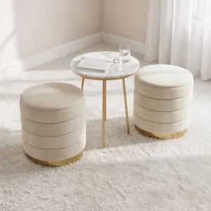 Ak furniture Taburet Luna krémový