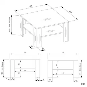 TP Living Konferenčný stolík Square 68 cm biely