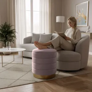 Ak furniture Taburet Luna růžový