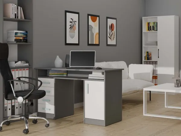 TP Living Písací stôl ADA 125 cm antracit/biely