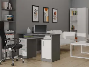 TP Living Písací stôl ADA 125 cm antracit/biely