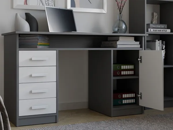 TP Living Písací stôl ADA 125 cm antracit/biely