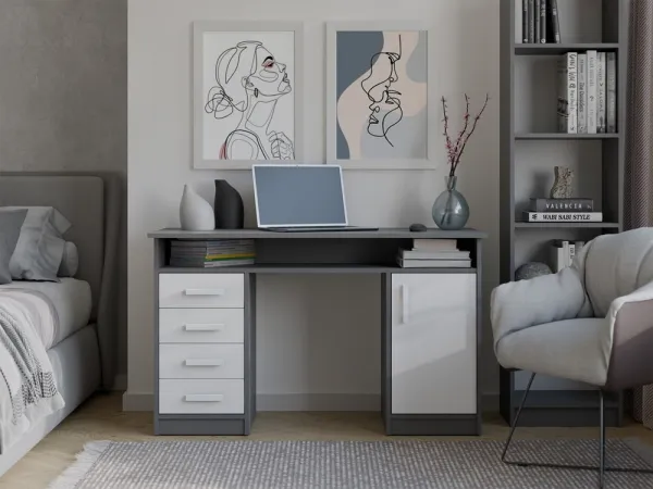 TP Living Písací stôl ADA 125 cm antracit/biely