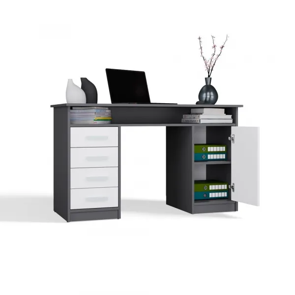 TP Living Písací stôl ADA 125 cm antracit/biely