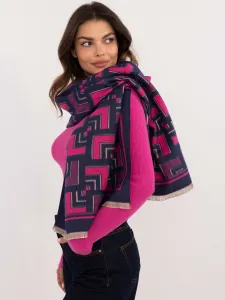 Navy blue and fuchsia women's scarf with patterns
