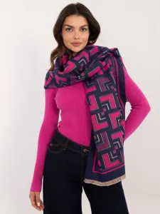 Navy blue and fuchsia women's scarf with patterns