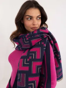 Navy blue and fuchsia women's scarf with patterns