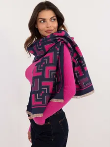 Navy blue and fuchsia women's scarf with patterns
