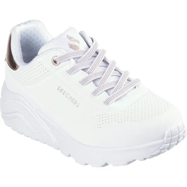 Skechers UNO LITE Dievčenská voľnočasová obuv, biela, veľkosť