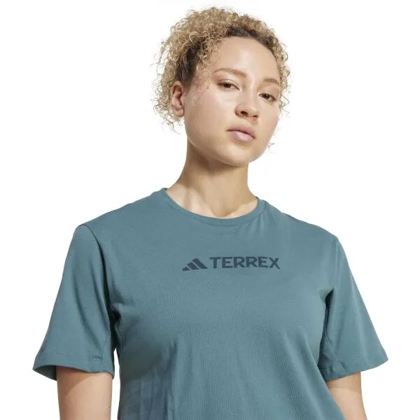 adidas TERREX LOGO TEE Pánske outdoorové tričko, tmavo zelená, veľkosť