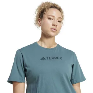 adidas TERREX LOGO TEE Pánske outdoorové tričko, tmavo zelená, veľkosť