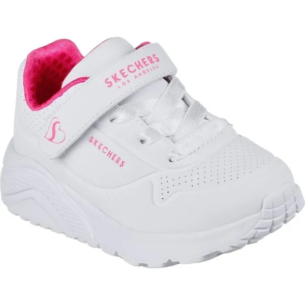 Skechers UNO LITE Dievčenská voľnočasová obuv, biela, veľkosť