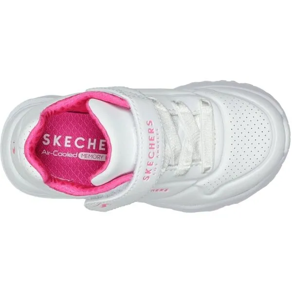 Skechers UNO LITE Dievčenská voľnočasová obuv, biela, veľkosť