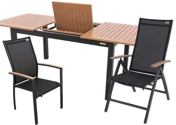 Doppler EXPERT WOOD antracit, polohovacie a stohovateľné kreslá, 6+2+1