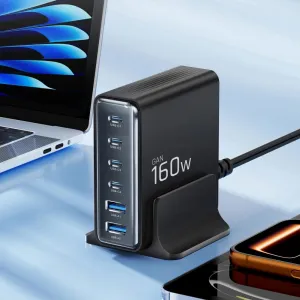Tech-Protect DC160W GaN nabíjačka 2x USB / 4x USB-C 160W PD QC, čierna