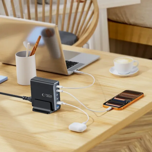 Tech-Protect DC160W GaN nabíjačka 2x USB / 4x USB-C 160W PD QC, čierna