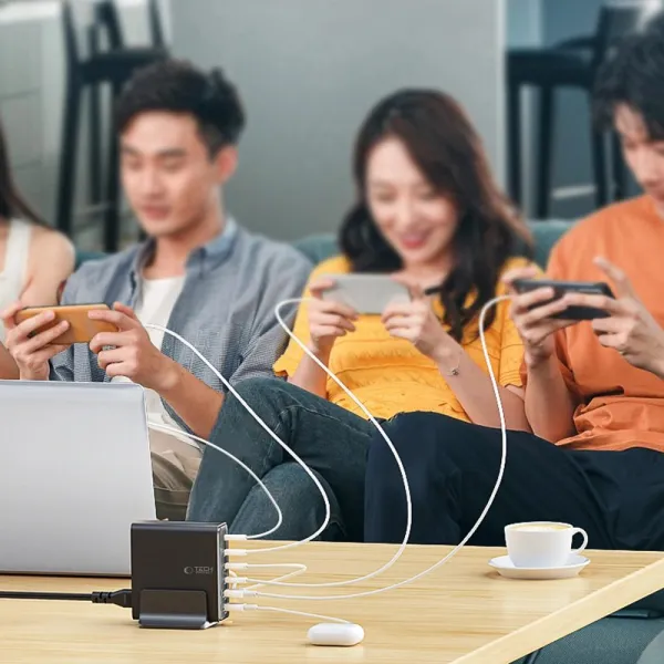 Tech-Protect DC160W GaN nabíjačka 2x USB / 4x USB-C 160W PD QC, čierna