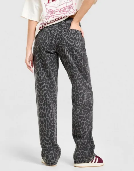 Unlike Humans Nohavice  Jeans Leopard