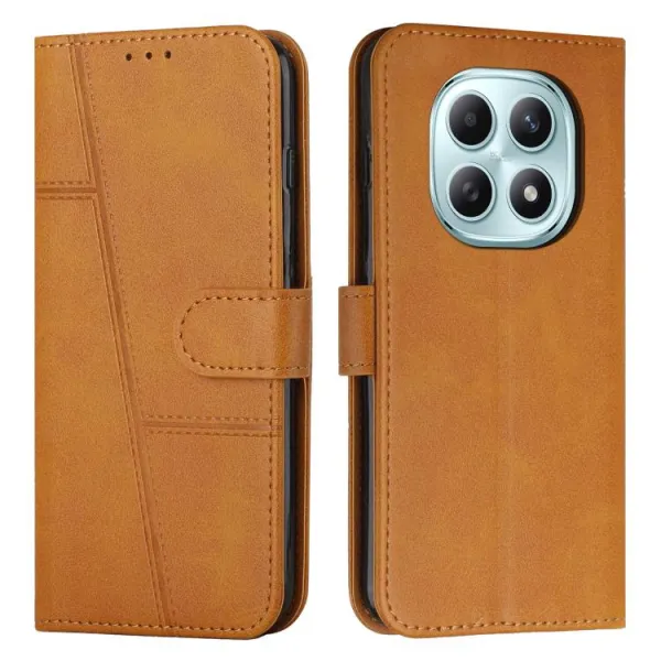 STITCHED Peňaženkový kryt pre Xiaomi Redmi Note 15 5G / POCO M8 5G svetlohnedý