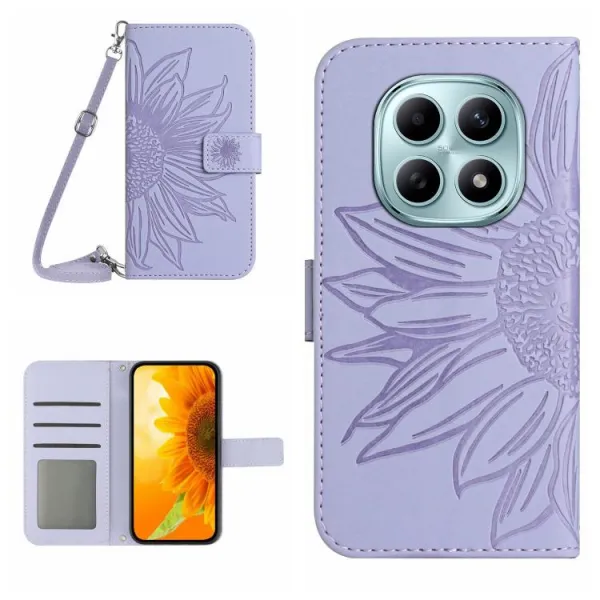 ART SUNFLOWER Peňaženkový obal so šnúrkou pre Xiaomi Redmi Note 15 Pro svetlofialový