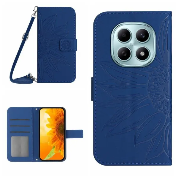 ART SUNFLOWER Peňaženkový obal so šnúrkou pre Xiaomi Redmi Note 15 Pro svetlomodrý