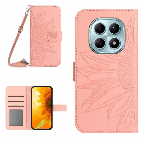 ART SUNFLOWER Peňaženkový obal so šnúrkou pre Xiaomi Redmi Note 15 Pro ružový