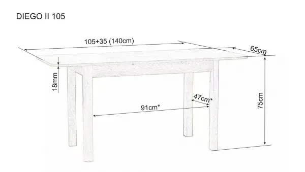 Signal Rozkládací jídelní stůl Diego 105/140 cm dub sonoma