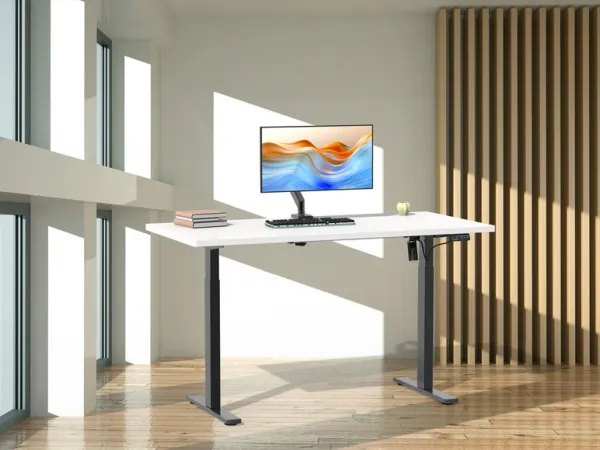 VCM Výškovo nastaviteľný písací stôl E-Lona (biela/čierna, 140 x 80 cm)
