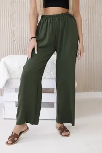 Legínovo Khaki nohavice so širokou nohavicou Farba: Modrá, Veľkosť: UNI