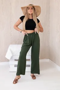 Legínovo Khaki nohavice so širokou nohavicou Farba: Modrá, Veľkosť: UNI