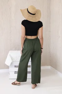 Legínovo Khaki nohavice so širokou nohavicou Farba: Modrá, Veľkosť: UNI